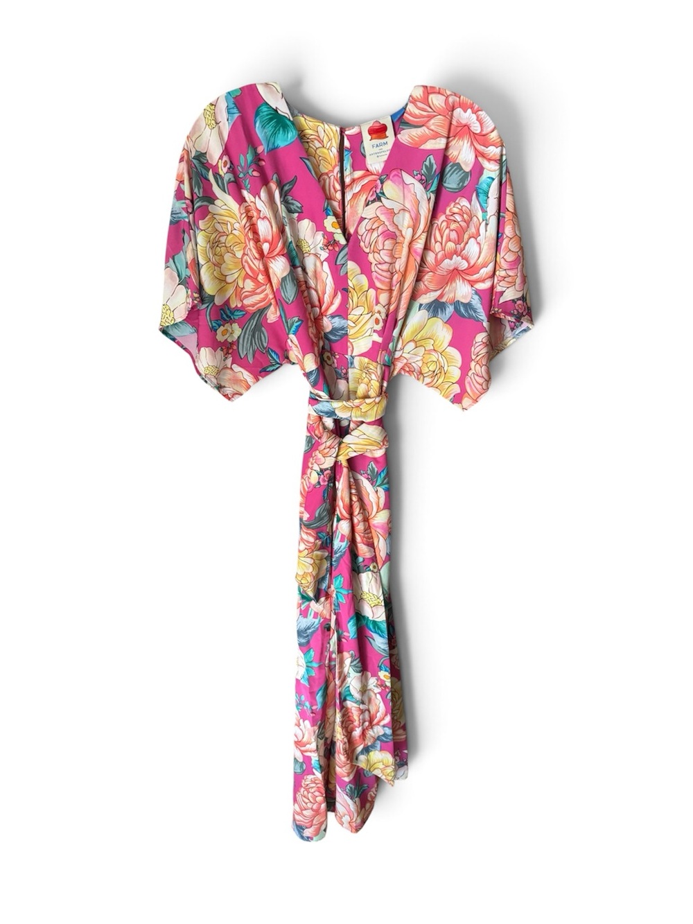 Farm Rio Eulalie Pink Floral Wide-Leg Jumpsuit with Tie Waist - Picture 3 of 5